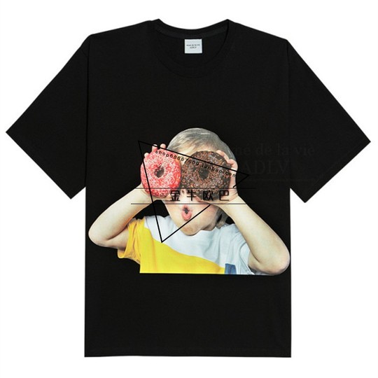ADLV Donuts Cotton T-Shirt - Korean Style, Short Sleeve