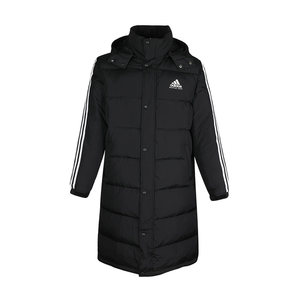 Adidas down jacket men's and women's long jackets in winter hooded warm cotton clothes thick couple three -way bar jacket