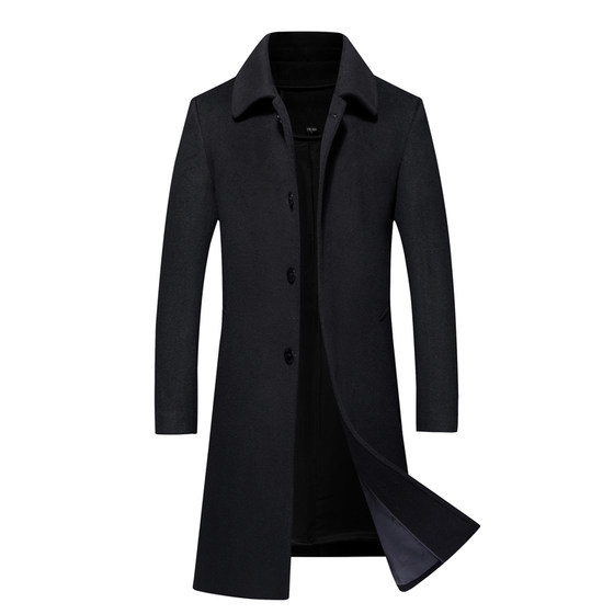 
Classic car cashmere coat for middle-aged and elderly men's long over-the-knee thickened cotton coat dad's winter windbreaker woolen coat