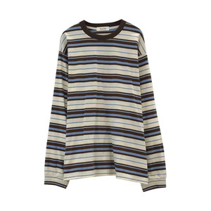 
MIU contrasting color striped long-sleeved T-shirt for pregnant women in spring and autumn. It is loose and covers the flesh and looks slim. It can be worn during pregnancy and postpartum as a base layer top.