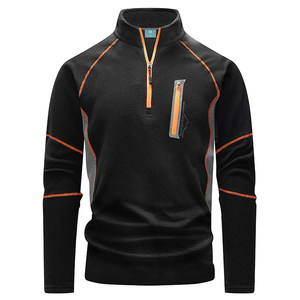 Outdoor sports fleece long-sleeved T-shirt men's sweatshirt men's top fleece jacket casual hiking breathable and warm
