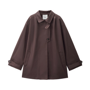 
Designer Giordano jacket for women new style spliced ​​plaid sleeves loose silhouette lapel windbreaker 18375102