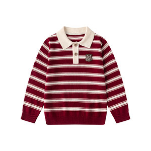 
Manxi children's clothing children's sweater sweater spring and autumn warm red cardigan for boys and girls pullover bottoming shirt top