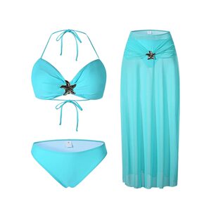 
AYSTUDIO2025 new bikini sexy pure style hollow long skirt vacation hot spring split swimsuit women