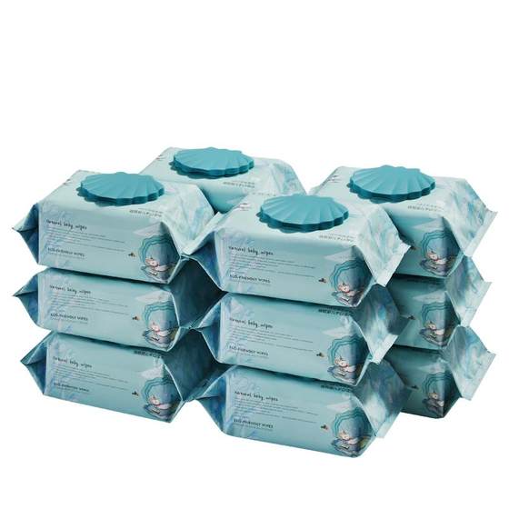 [Recommended by Tang Yixin] 80 draw 12 packs of Manxi Green Shell baby wet wipes paper for affordable home use