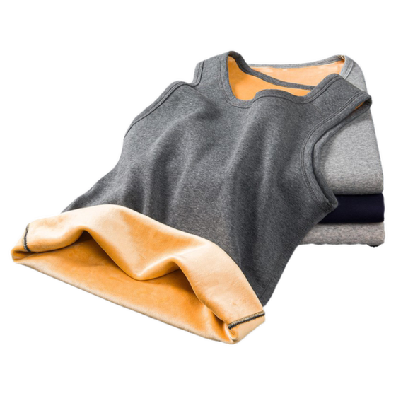 Warm vest for men in autumn and winter, plush and thickened inner wear, sleeveless camisole top, cold resistant underwear with cotton vest as the base
