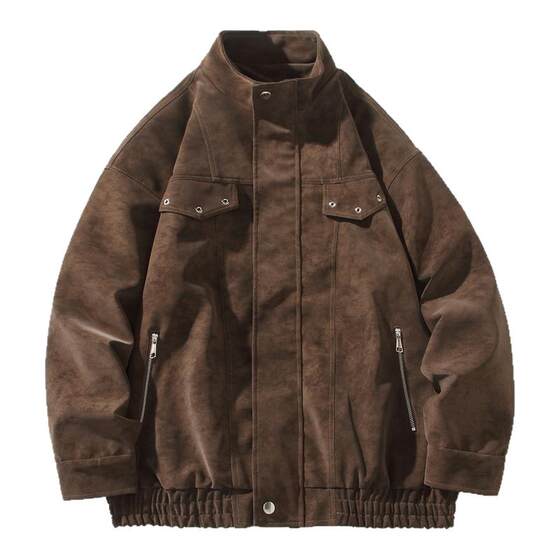 
Fatty Gomelad PU leather jacket for men spring new trendy brand large size loose flight jacket for men