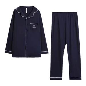 
Authentic red bean pajamas 100% cotton summer long-sleeved trousers couple home wear men and women cotton suit loose