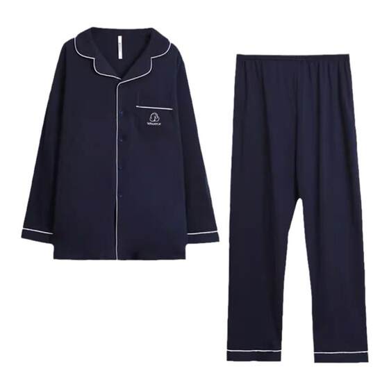 
Authentic red bean pajamas 100% cotton summer long-sleeved trousers couple home wear men and women cotton suit loose