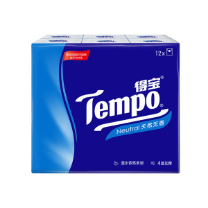 
Tempo Depot handkerchief paper four layers thickened 7 sheets 12 small pack portable napkins scented printed paper towels genuine