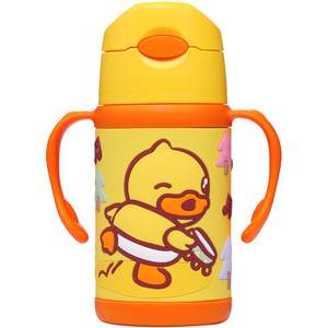 
Little yellow duck baby thermos cup 1 to 3 years old milk cup anti-fall straw cup baby water cup kindergarten learning cup