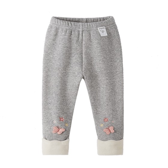 
[Antibacterial and Antistatic] Girls' Velvet Leggings Autumn and Winter Baby Embroidered Warm Girls' Pants Children's Pants