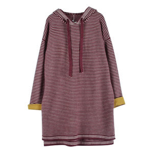 
Maternity wear autumn and winter sweater mid-length Korean fashion loose striped hooded sweatshirt knitted bottoming skirt winter trend