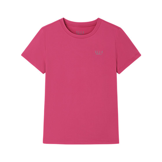 
ELLE ACTIV quick-drying breathable fitness inner layering shirt for women 26 summer new round neck right shoulder short-sleeved T-shirt