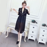 Летняя длинная летняя одежда, кардиган, куртка, в корейском стиле, средней длины, свободный крой, защита от солнца