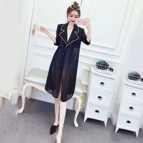 Летняя длинная летняя одежда, кардиган, куртка, в корейском стиле, средней длины, свободный крой, защита от солнца