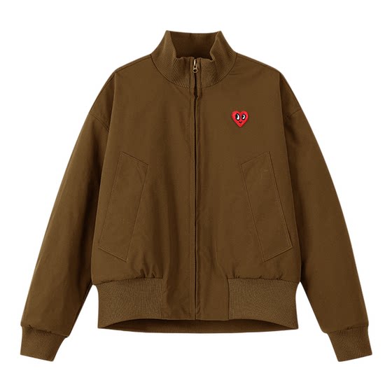 
Charles Heart American Stand Collar Jacket for Men and Women Winter New Thick Cotton Coat Couple Loose Casual Jacket Trend