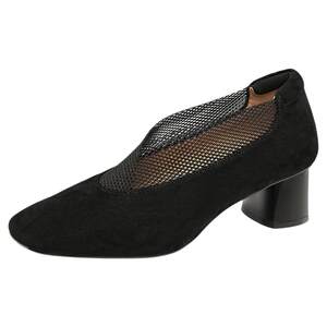 
Saturday elegant style black mesh shallow mouth single shoes for women 2026 summer new style thick heel commuting versatile comfortable women's shoes