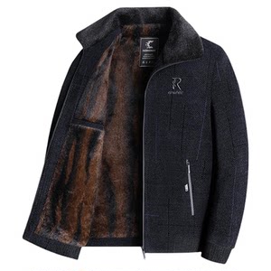 Dad's jacket autumn and winter, middle -aged and elderly cotton coat men's clothing plus thickened Snowy jacket elderly grandpa, grandpa, eggplant
