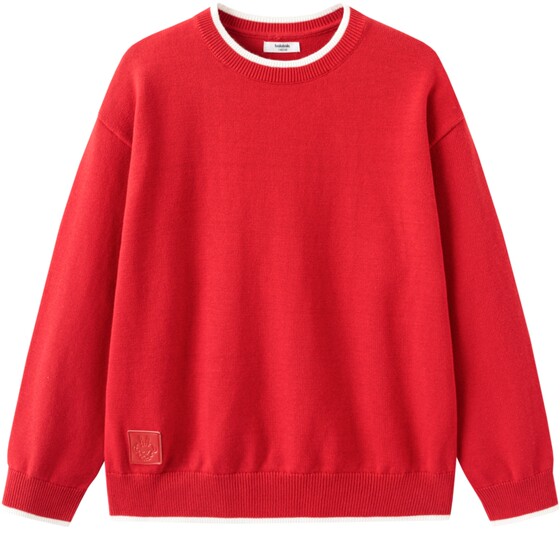 
Balabala boys sweater red new year sweater spring and autumn children's wear children's pull-up bottoming shirt top