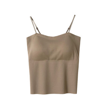 Ice silk suspender vest for women with breast pads without bra