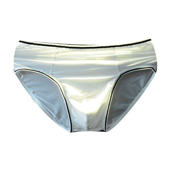 Men's middle waist ice silk triangular underwear thin edge loose, breathable sweat absorption, fast dry sexy transparent fast dry pants head fun