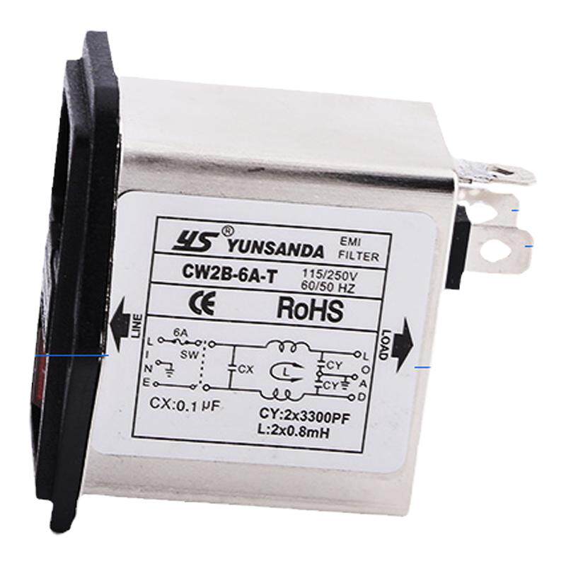 IEC Steckdosenfilter CW2B-T CW2C-T 3A 6A 10A EMI Elektromagnetischer Filter mit Lichtsicherheitsschalter - für Industrieanlagen (CW2B-3A-T