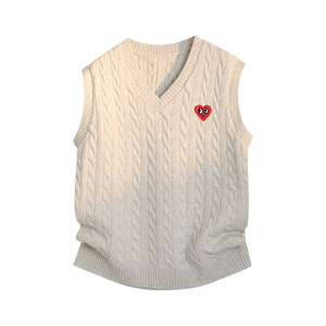 
Charles Heart College style hemp pattern V-neck sweater vest for men and women autumn and winter versatile sweater vest trend