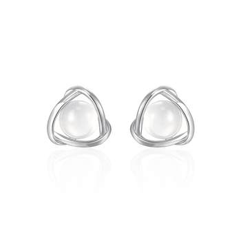 JXRXs925 sterling silver white chalcedony earrings for women with niche design, beautiful earrings, ear piercing, small and exquisite earrings