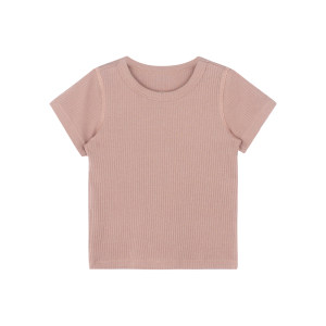 
Big Ear Elephant Girls Solid Color Striped T-Shirt 2026 Summer New Style Baoer Modal Casual Thin Short-Sleeved Top