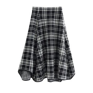 
Plaid skirt for women spring and autumn 2025 new temperament irregular a-line plaid retro knitted mid-length hem skirt