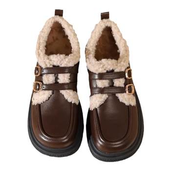 Daphne thick sole plus velvet loaf shoes
