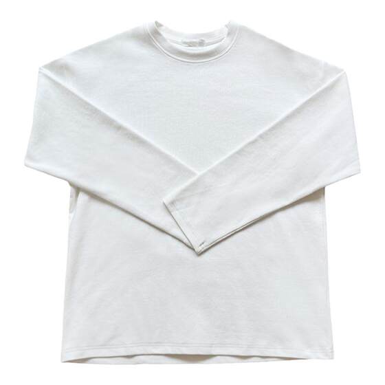 
320g heavy white round neck pullover long-sleeved T-shirt for boys 2026 spring and autumn Japanese simple basic base shirt