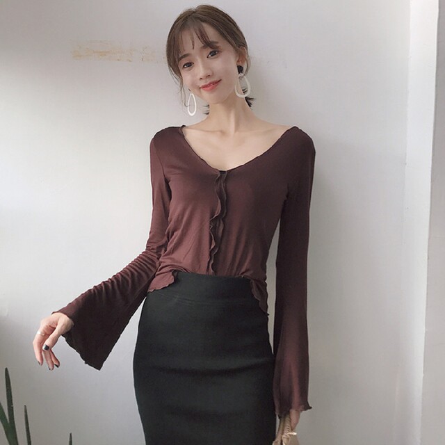 Plataz 2024 Fashion Temperament Horn Sleeve Long-Sleeved Lotus Leaf Design Sense Court Style Dress main image 1