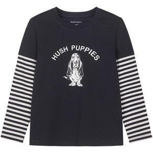 
Hush Puppies children's clothing children's long-sleeved crew neck shirt spring and autumn new boys loose tops girls casual comfortable T-shirts