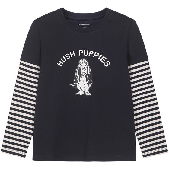 
Hush Puppies children's clothing children's long-sleeved crew neck shirt spring and autumn new boys loose tops girls casual comfortable T-shirts