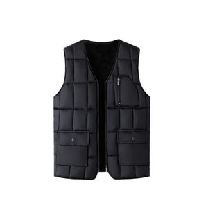 Middle-aged and elderly cotton vest warm vest daddy suit autumn and winter style men plus velvet thickened grandpa winter vest horse clip