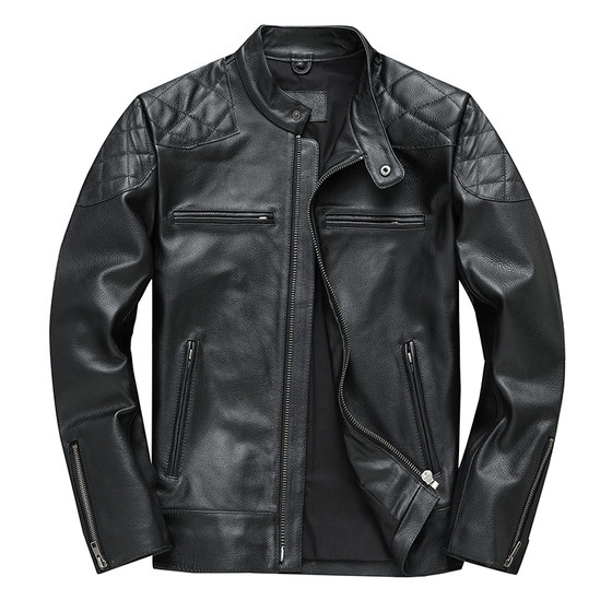 Men's header cowhide jacket leather Harley motorcycle clothing autumn leather, Becky -in -the -same leather jacket
