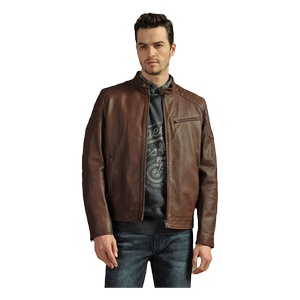 
MCS originated from Marlboro Autumn Men's Standing Collar Moving Driver Sheepskin Leather Leather Jacket Slim Leather Jacket
