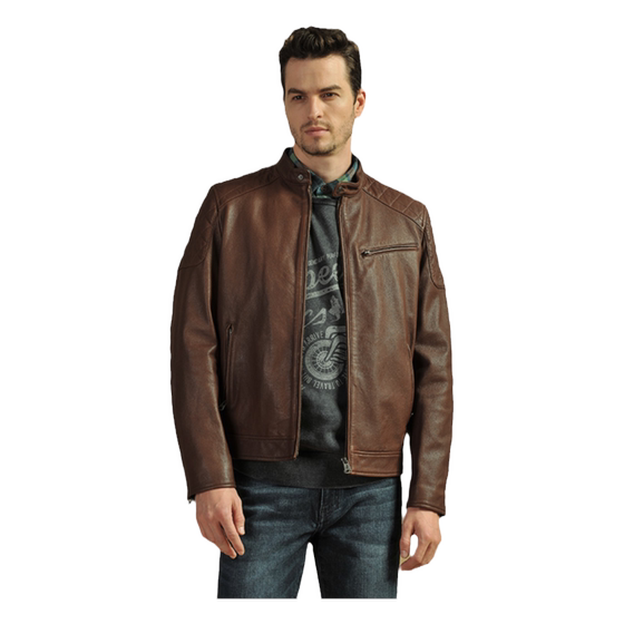 
MCS originated from Marlboro Autumn Men's Standing Collar Moving Driver Sheepskin Leather Leather Jacket Slim Leather Jacket