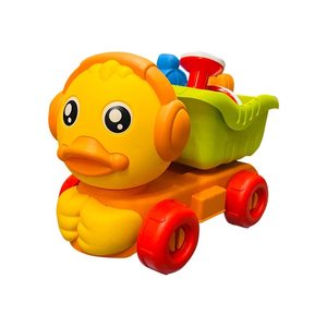 Yellow duck penguin children's beach toy shovel digs sand bucket car cart, carts, hourglass tool set
