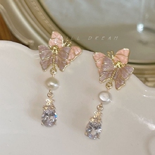 Beauty Dance Qiluo Butterfly Earrings Super Immortal Light Luxury temperament Fairy Ear Clip No Ear Hole Earrings Flower Earrings Tassels