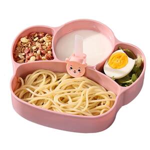 
Baby meal plate divided into trays and cute suction cup complementary food meal plate for babies special self-eating children's tableware set