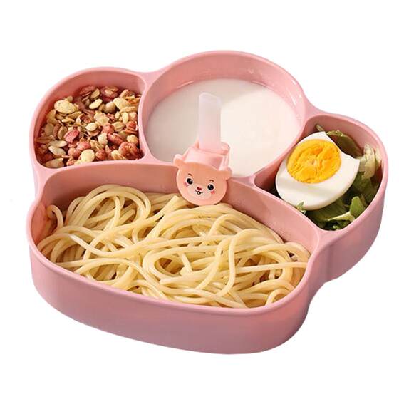 
Baby meal plate divided into trays and cute suction cup complementary food meal plate for babies special self-eating children's tableware set