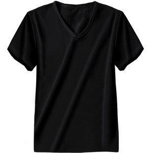 
Short-sleeved T-shirt men's trendy V-neck solid color top plus velvet thickened inner bottom shirt in autumn and winter warm half-sleeved