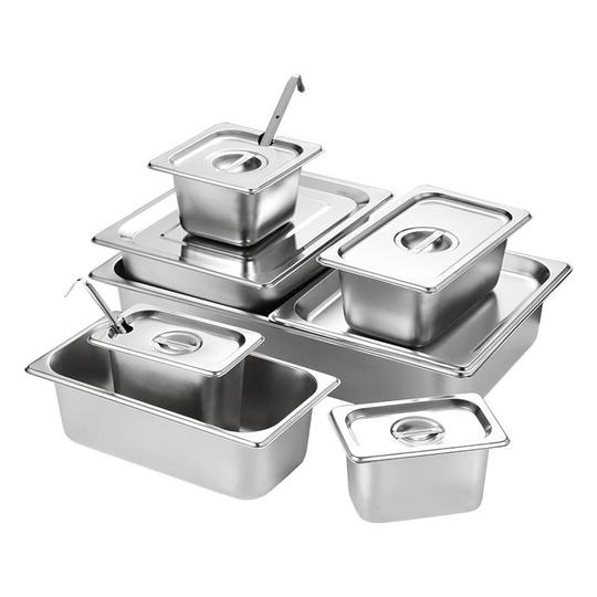 Juego De 2 Recipientes De Acero Inoxidable Con Tapa - 32.5x17.5x6.5 Cm, Ideales Para Buffet, Catering O Uso Doméstico