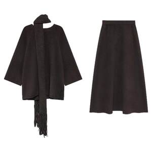 
Eryang Design [Huiyuelin] Minimalist and high-end three-piece suit for women with tassel scarf + sweater lazy skirt