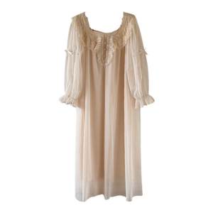
Nightgown with chest pad morning robe bride girl spring and autumn fairy princess palace style French pajamas home clothes modal