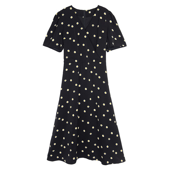 Misslady's self -retained Korean quality daisy dress shows thin waist, high waist, women's sexy temperament summer mid -length
