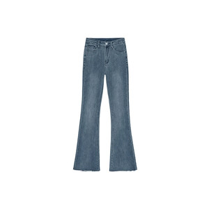 
Blue slightly booted jeans for women 2025 autumn and winter plus velvet fat sister mm high waist slim stretch raw edge horseshoe pants